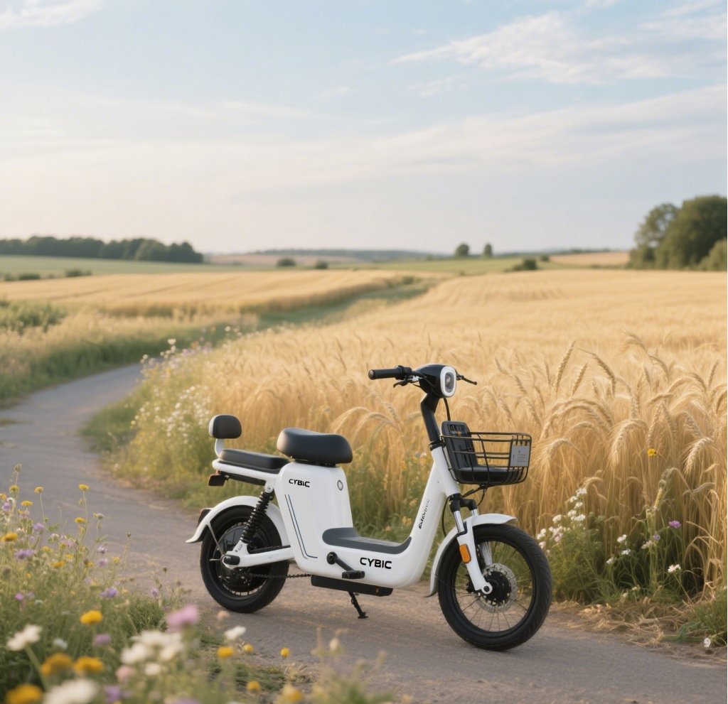 White e-bike in countryside